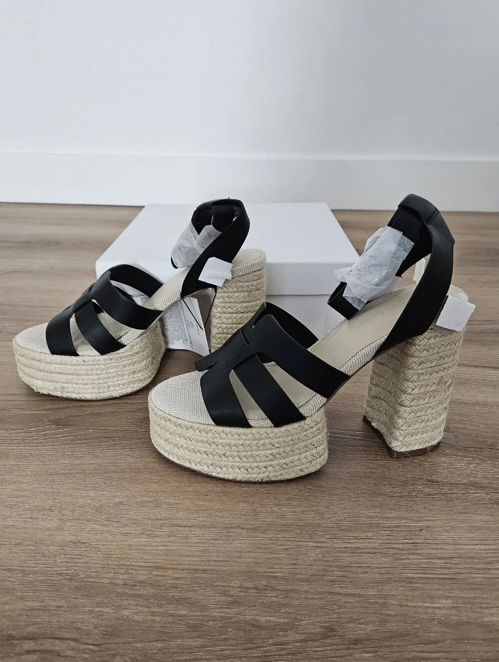 The Drop Bea Black Espadrille Platform Sandals Size 8